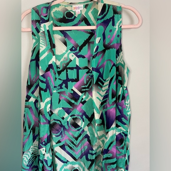 Bright Geometric Lularoe Joy Longline Vest - Picture 2 of 9